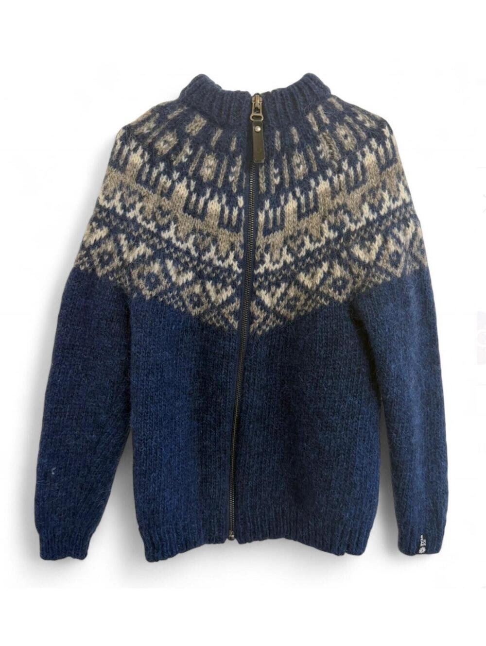 Icewear Iceland Sweater Elmar 122–128 Kids All-Wool Full-Zip Blue & Grey
